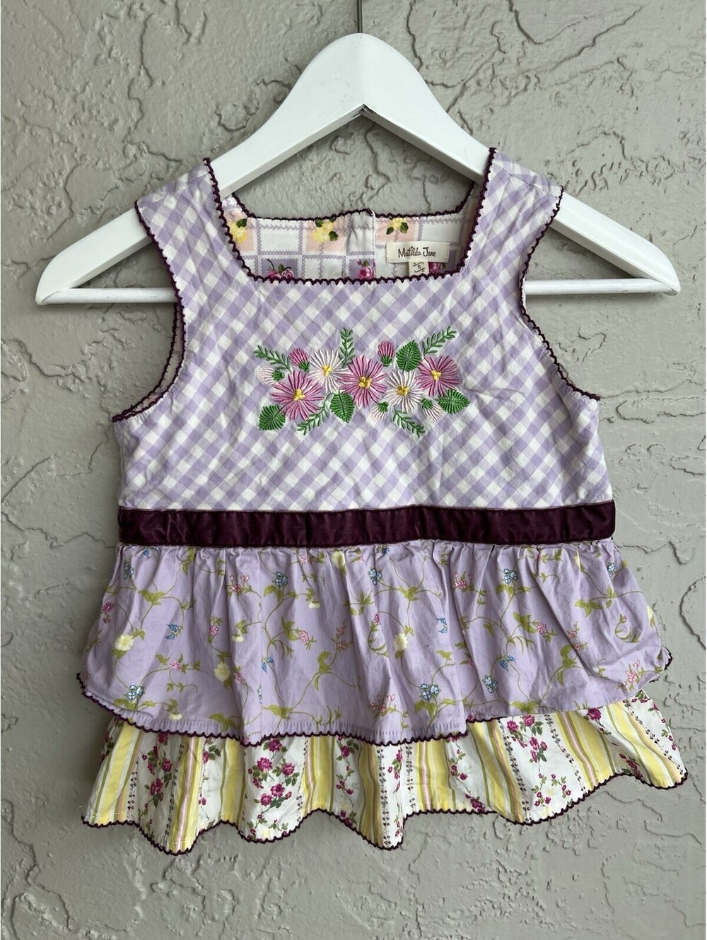 Matilda Jane Enchanted Garden Prudence Gingham Tunic Top Size 8